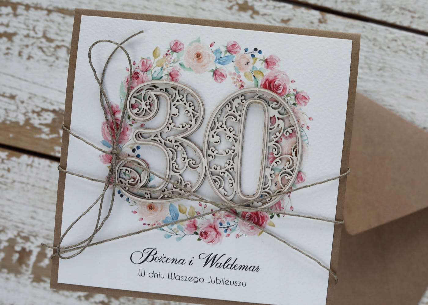 Personalizované ručně vyráběné přání k třicátému výročí sl