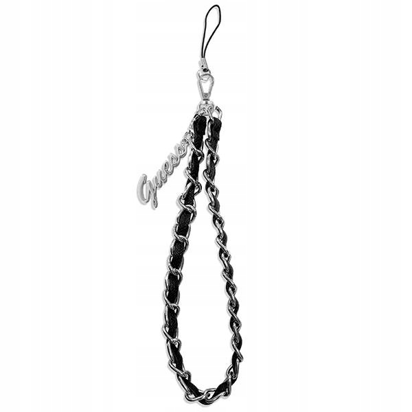 Guess přívěsek Gustsassk Phone Strap černý/black Chain Metal Logo Charm