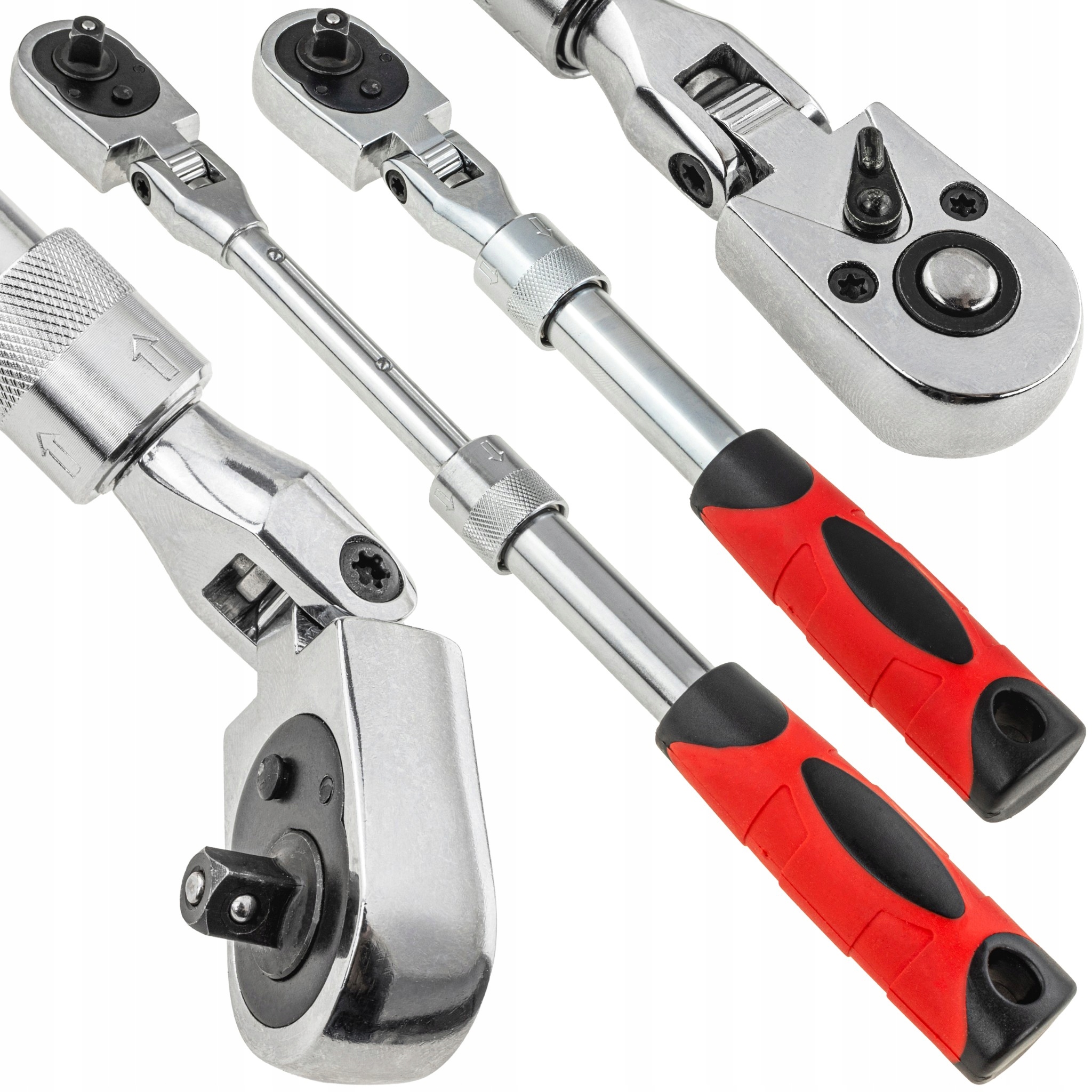 Grzechotka Teleskopowa Łamana 1/4" 150-200 MM 72 Zeby Regulowana Długość