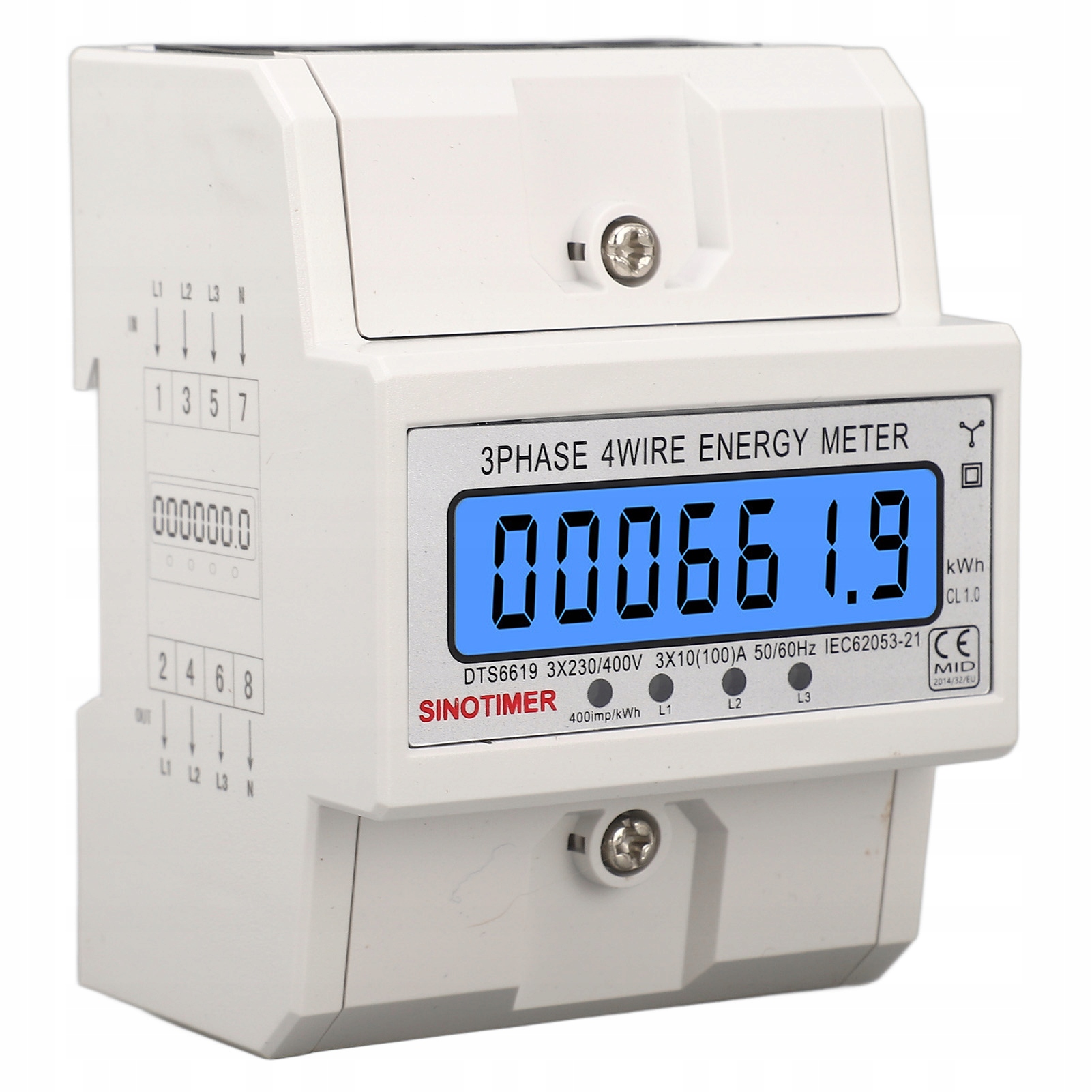 Elektroměr 3 Fázový Elektroměr 230V 10(100)A Třífázový