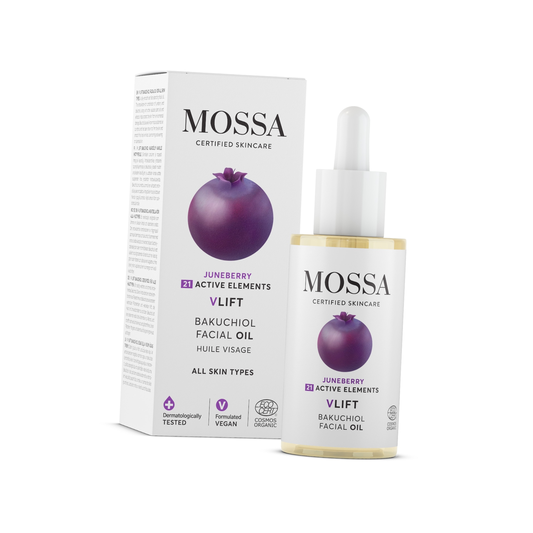 Pleťový olej s bakuchiolem a čeremchovým ovocem Mossa by Madara 30 ml
