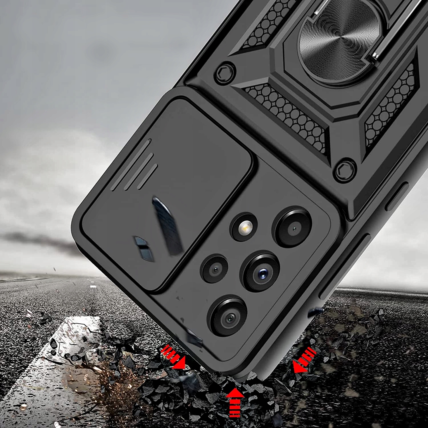 Etui PANCERNE RING CAM 2 x SZKŁO do SAMSUNG A53 5G Dedykowany model A53 5G