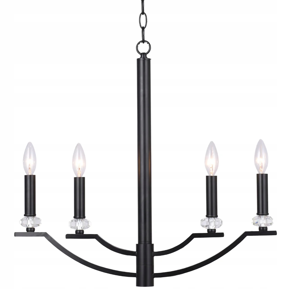 Vintage glamour lustr černý s krystaly svíčky do obývacího pokoje 4pk Polux