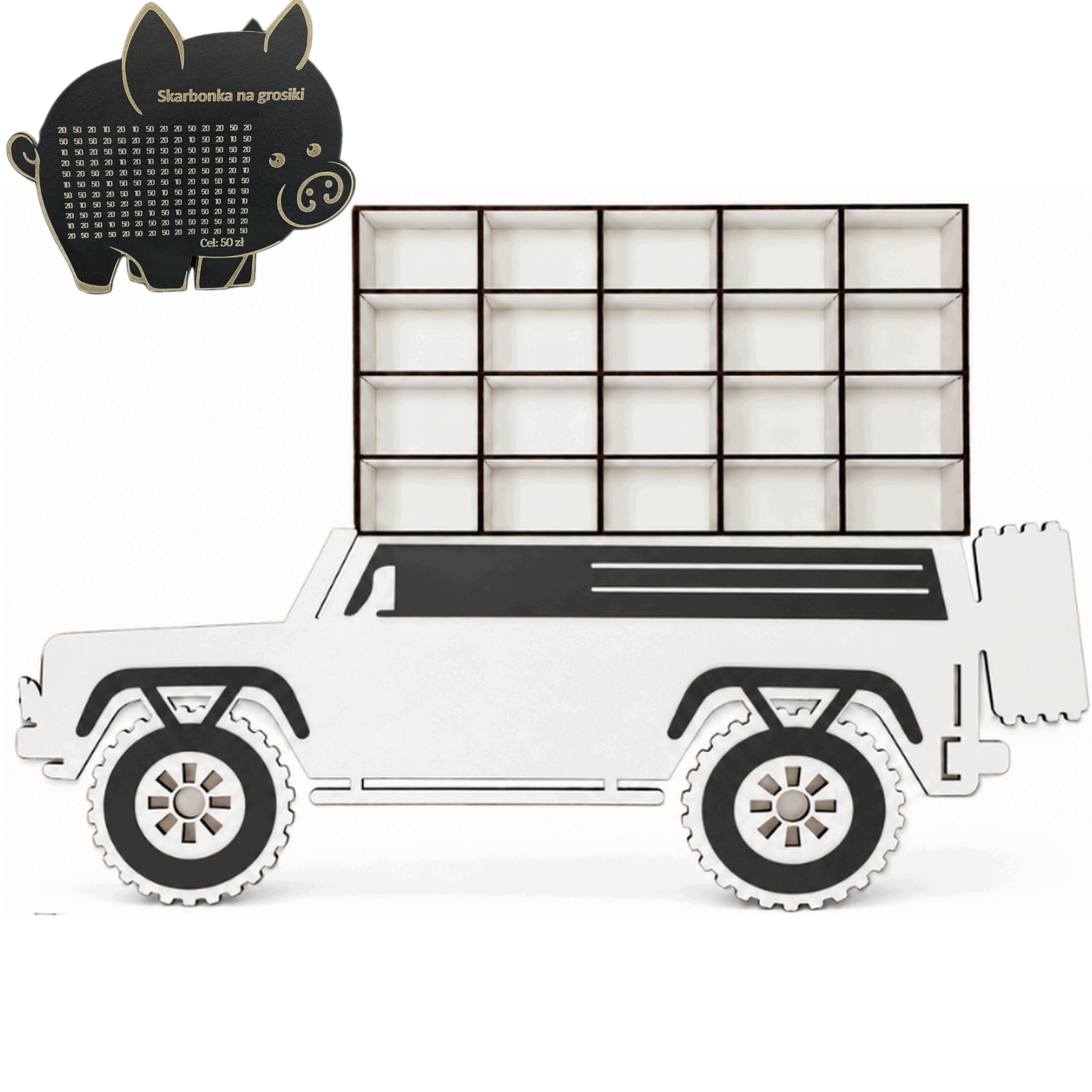 Organizer na resoraki Autka terenówka 87x58cm Giga Led na ścianę +skarbonka