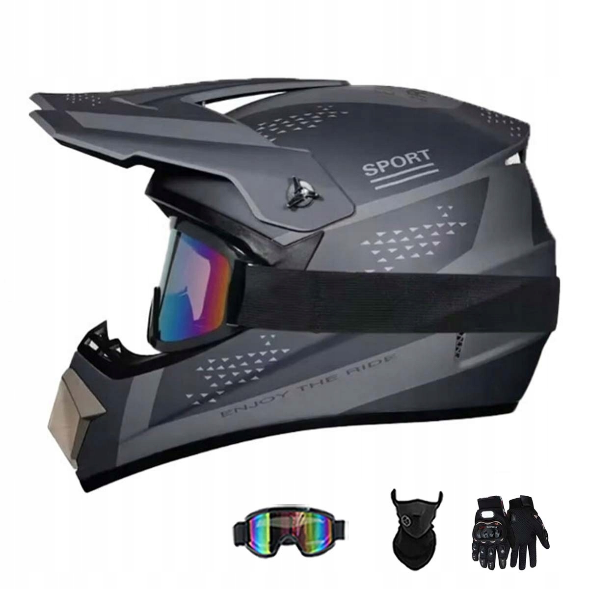 Motocyklová Přilba Lehká Enduro Quada Brýle Rukavice Maska S