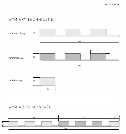 Panel lamel ścienny początkowy WIDE Kaszmir Długość (cm) 275 cm