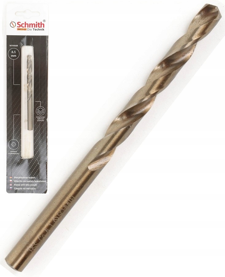WIERTŁO DO METALU KOBALTOWE 6,1mm HSS-Co DO STALI ŻELIWA MOCNE SCHMITH