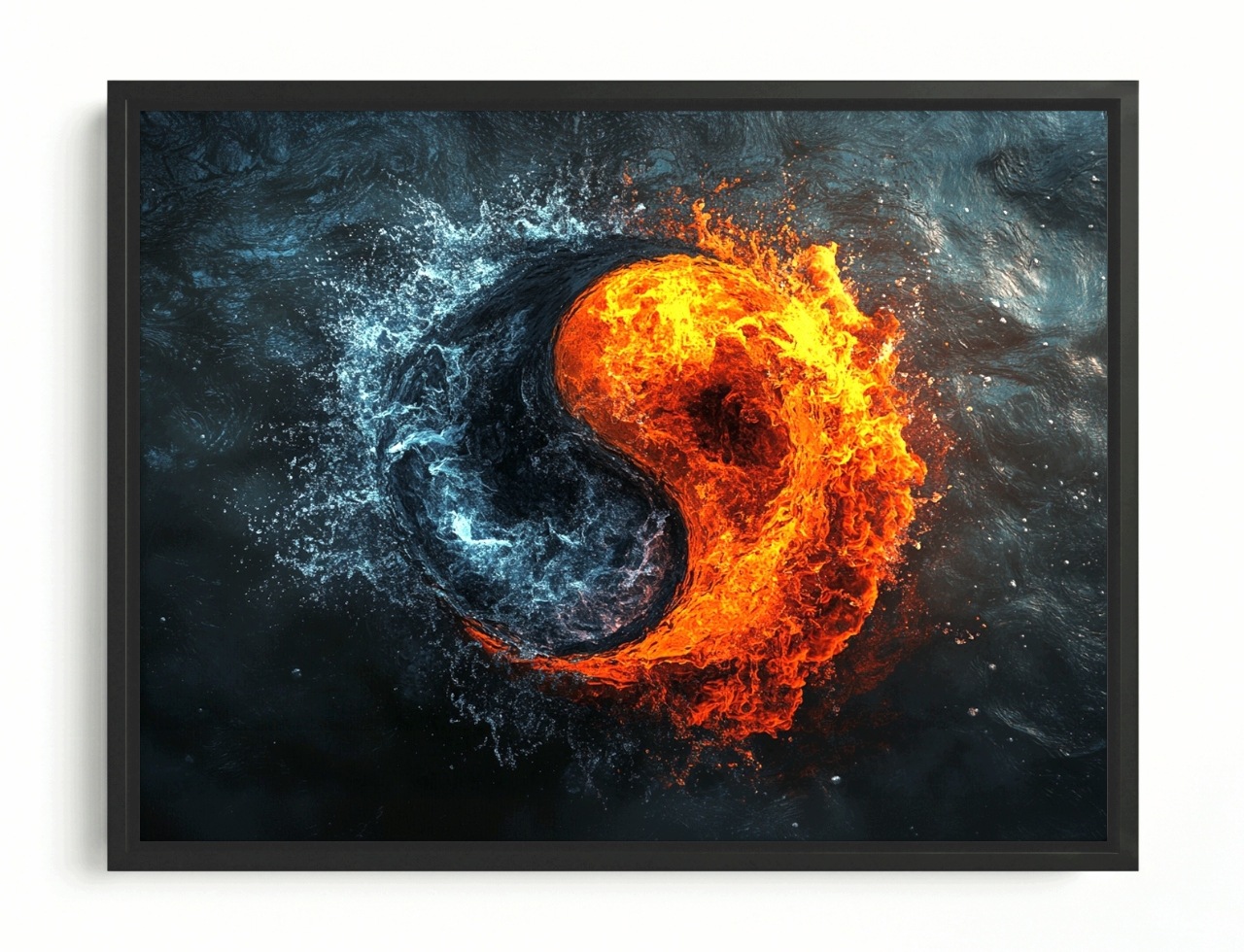 Obraz Rám Americký Box Yin Yang Oheň Voda Harmonie Rovnováha Zen 80x60