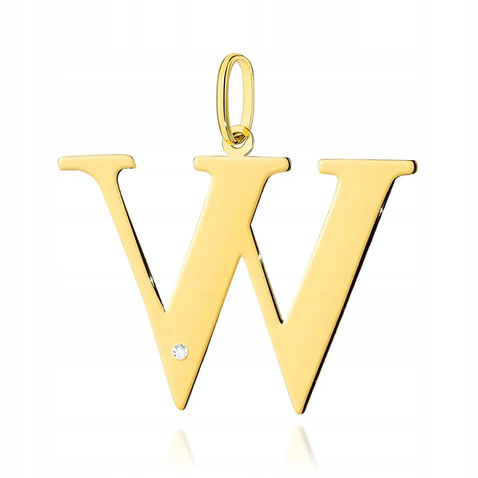 Dámský zlatý přívěsek 585 s diamantem, efektní písmenko W jako dárek 14kt