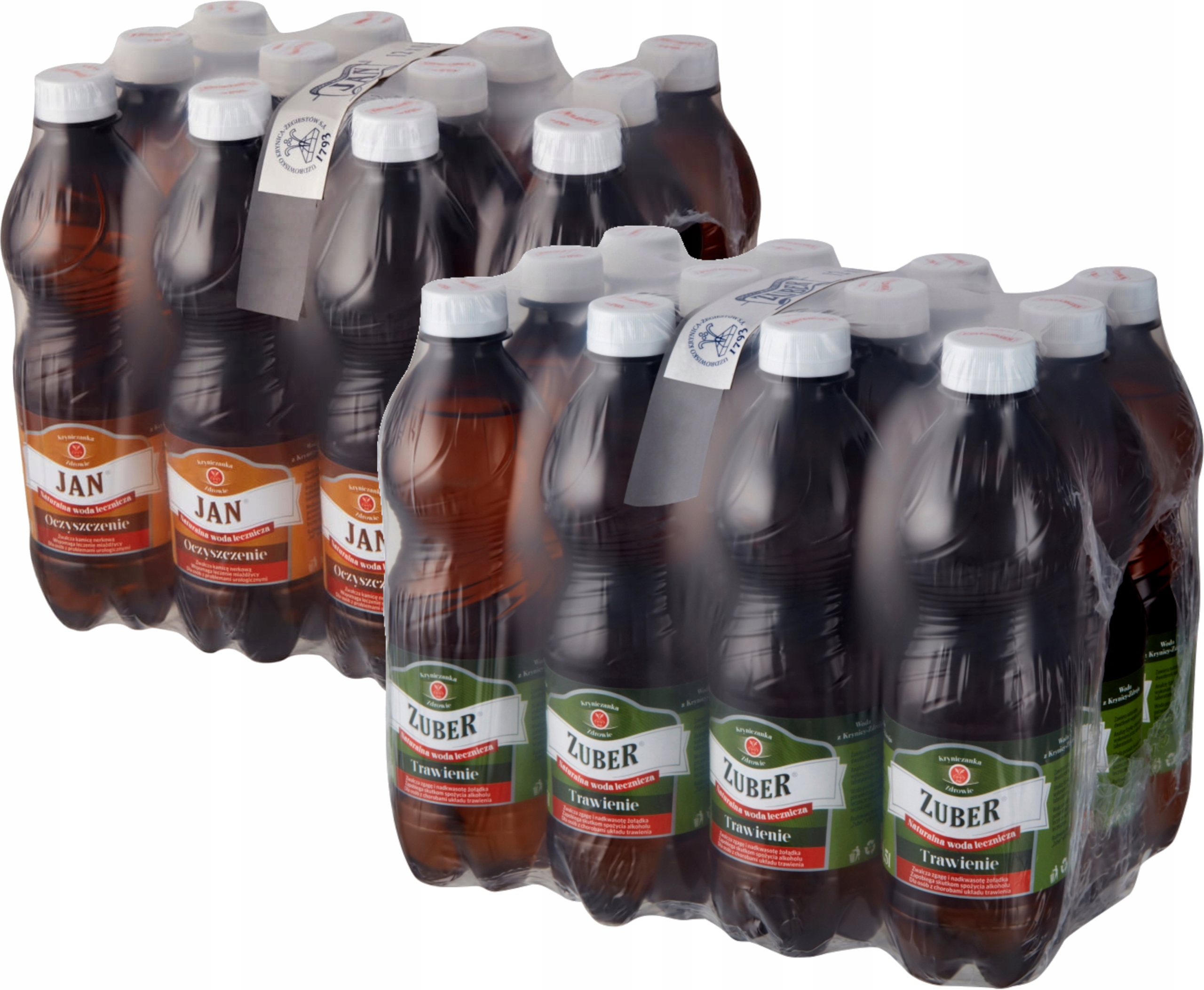 Woda Zuber 12x0,5l oraz Woda Jan 12x0,5l/ zestaw