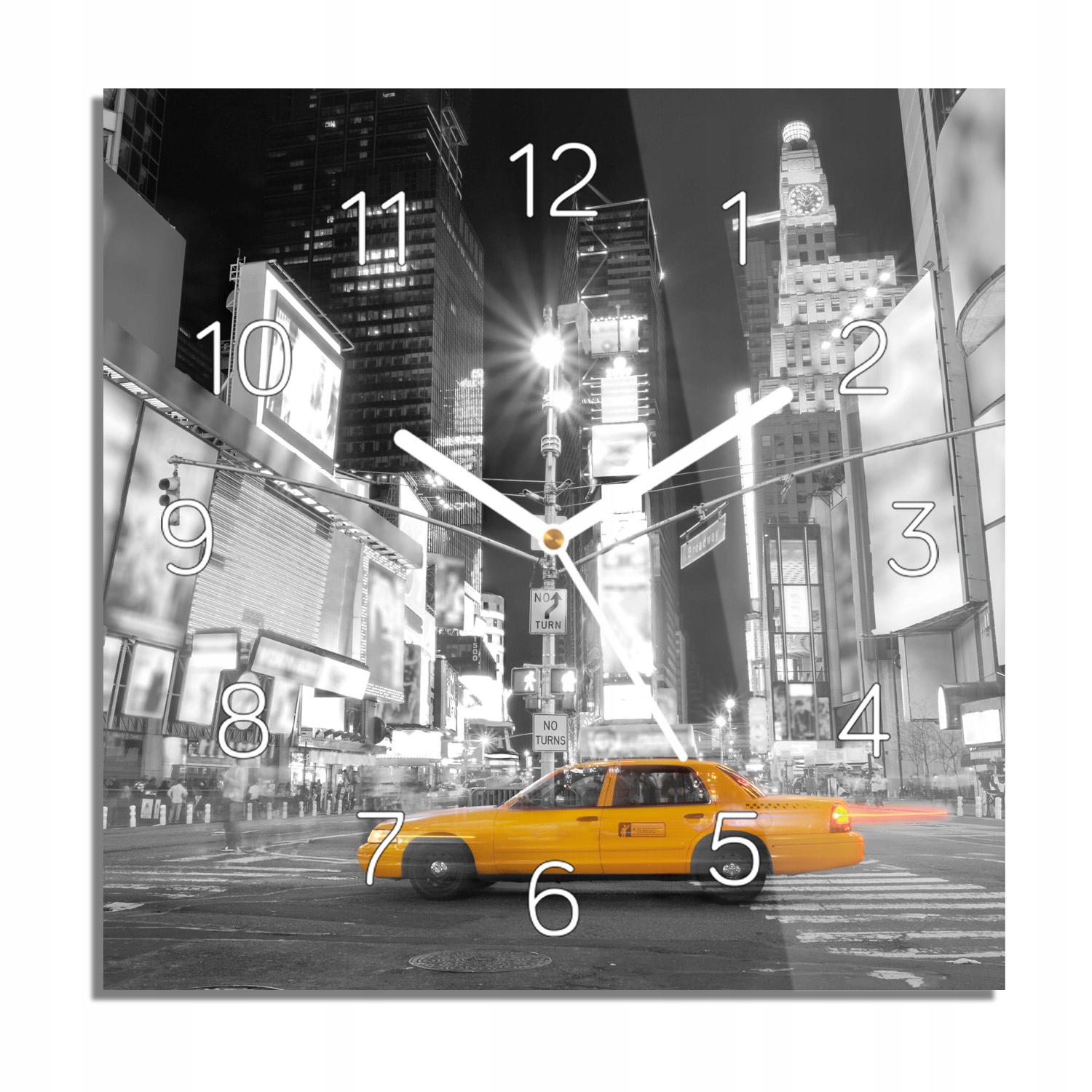 

Usa taxi wieżowce zegar na szkle na ścianę 30x30