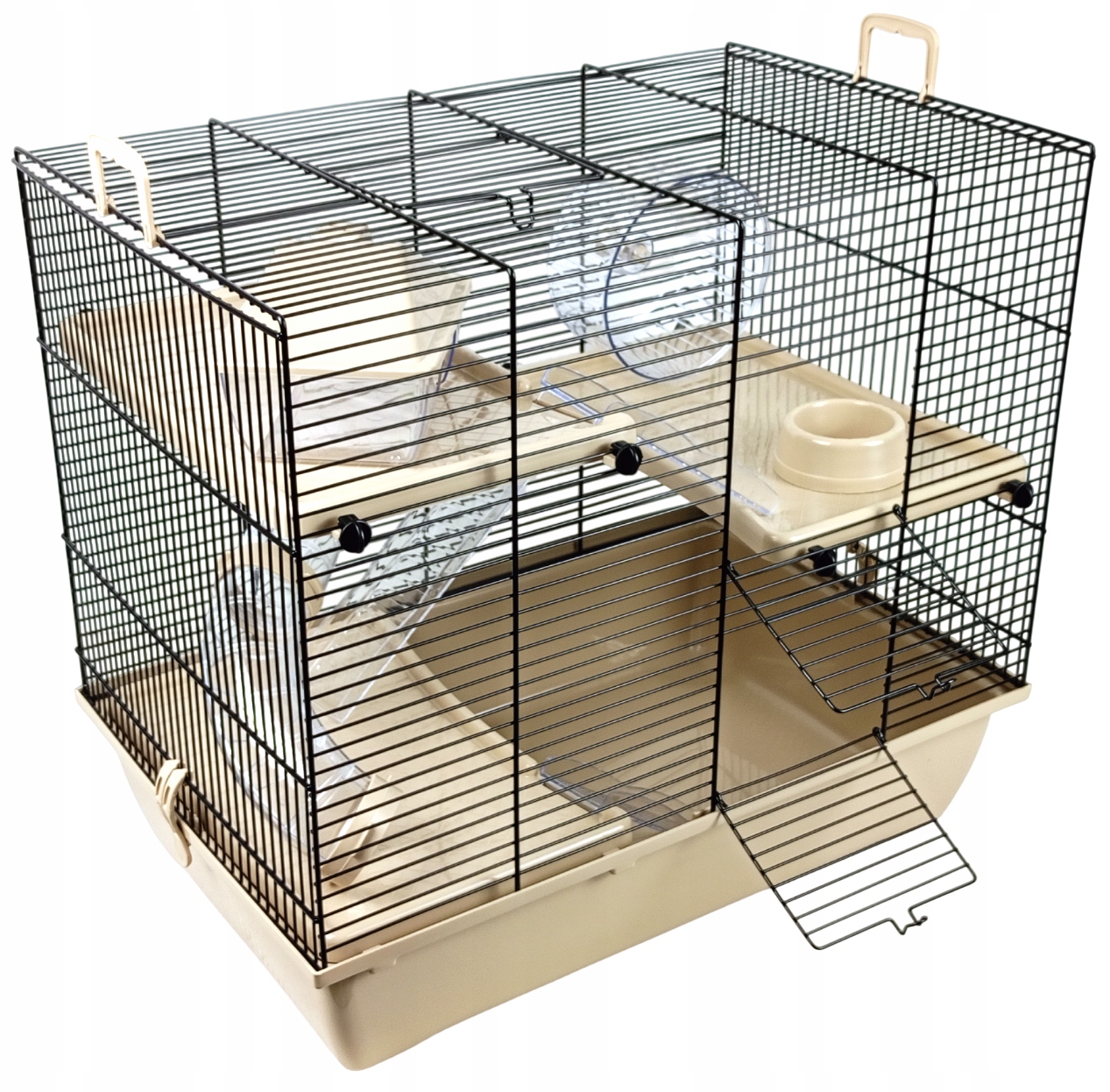 Levně Klec pro křečka, potkana a hlodavce, myšky s vybavením, béžová, stylová