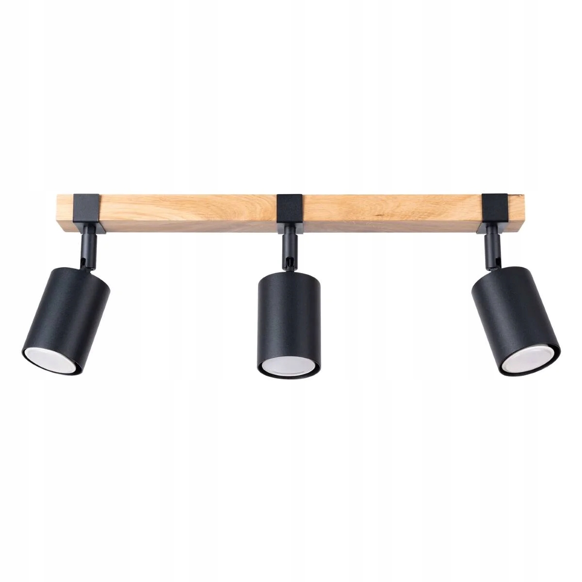 Stropná lampa škandinávska trojitá drevená čierna 3 reflektory Sollux