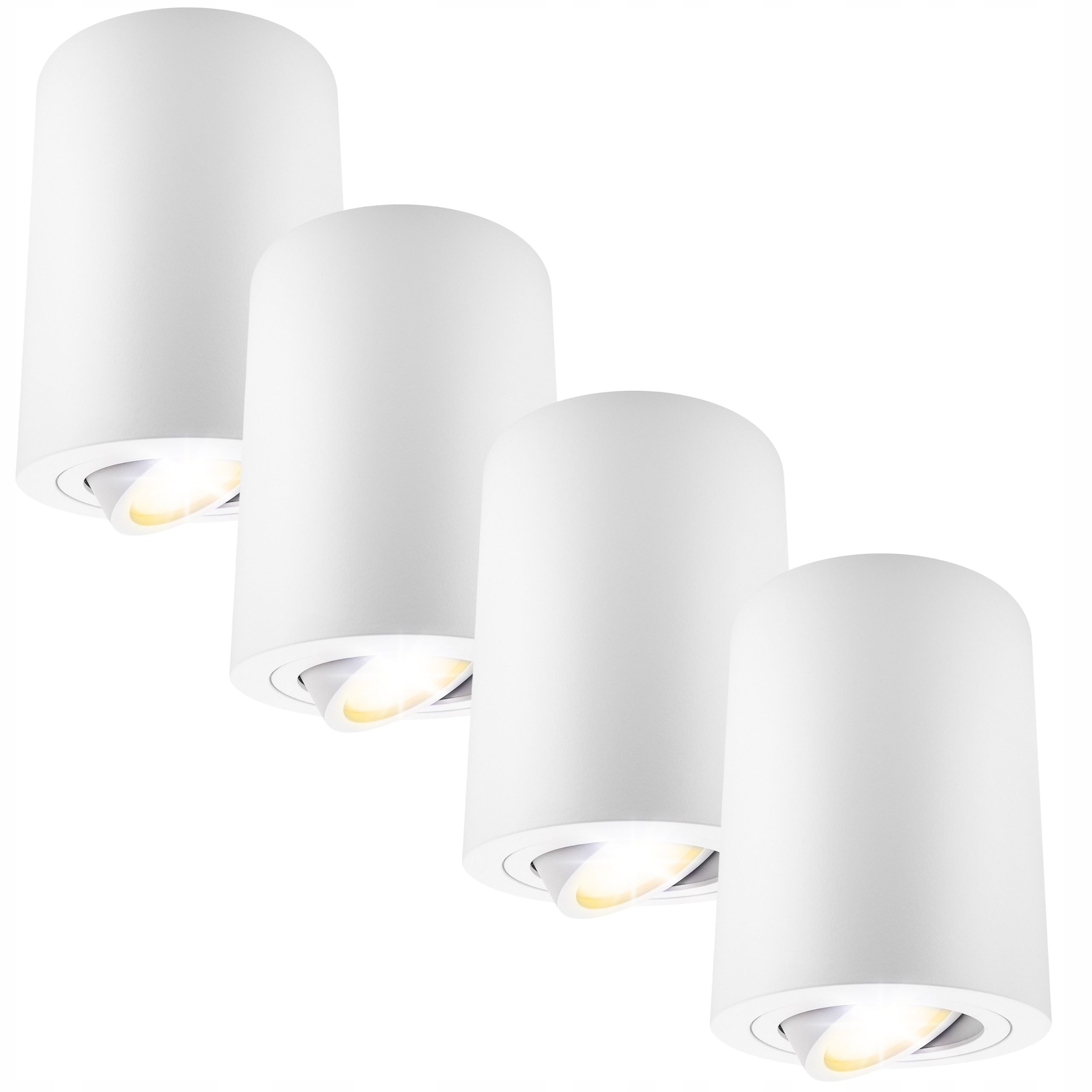 4x Led stropní nástěnné svítidlo Halogen Spot Tuba GU10 Velká bílá Pohyblivá