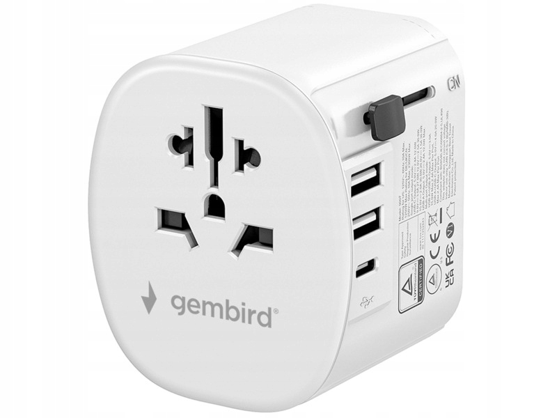 Adapter podróżny Gembird TPA-EU2A1C15-01-W