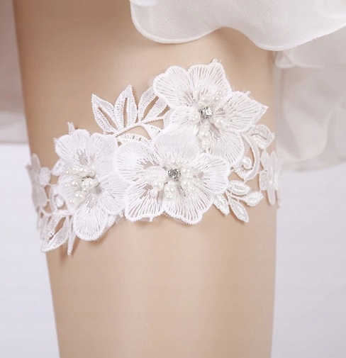 podwiązka ślubna biało-błękitna Swarovski Marka Inna marka