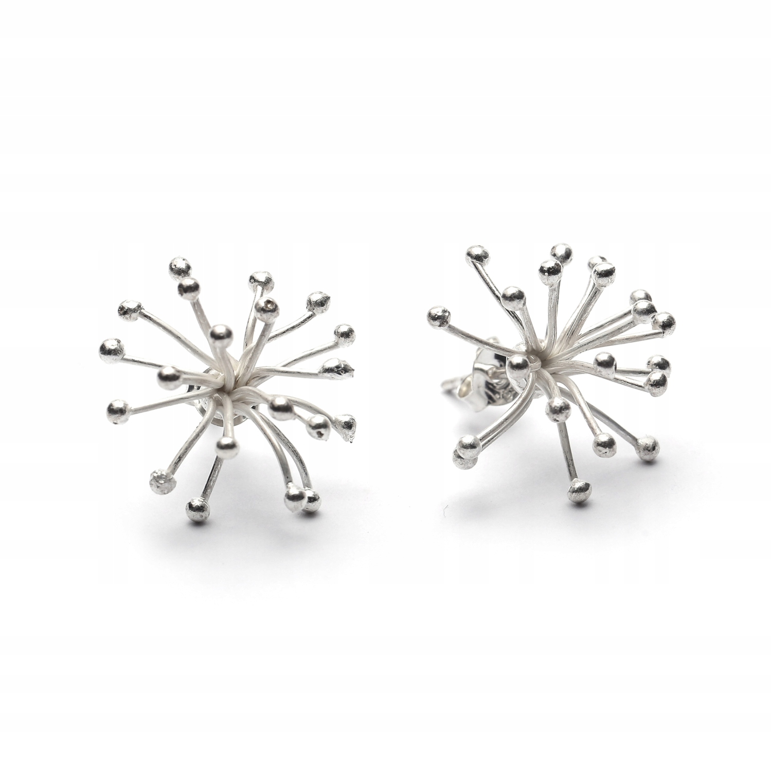 Kolczyki Srebrne Srebro 925 Wystrzałowe Sztuczne Ognie Wkrętki Satynowe