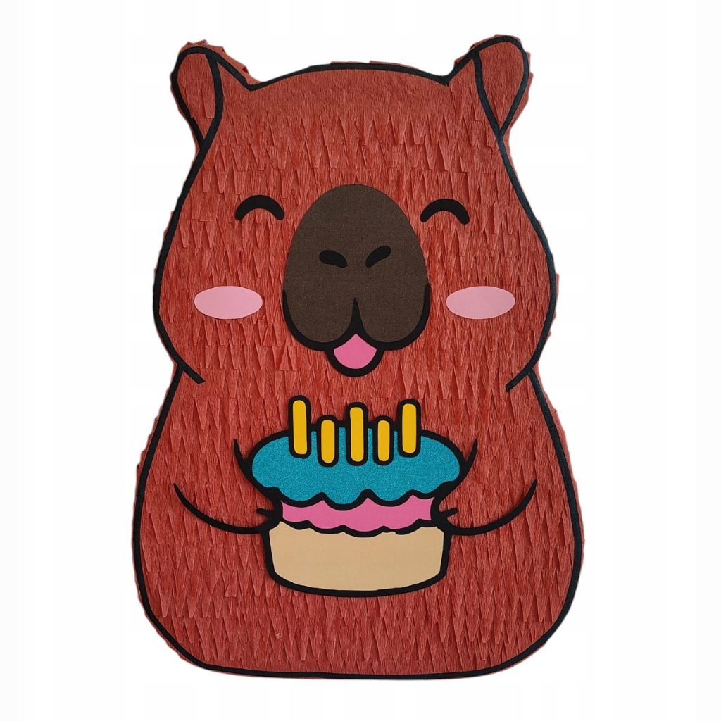 Piniata Kapibara Urodziny Dziecka pinata Kij Wypełnienie Tort 40x30x10