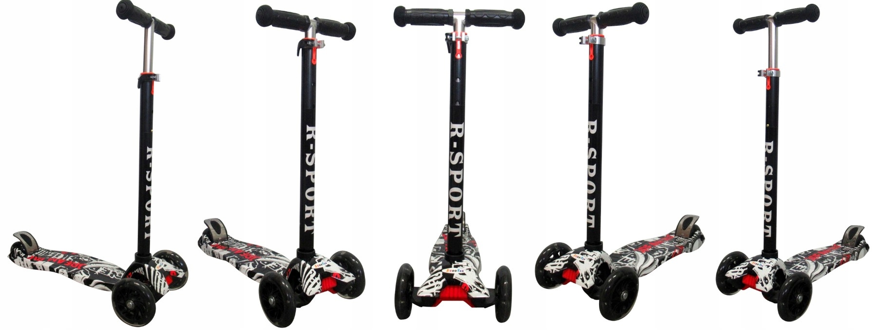 HULAJNOGA TRÓJKOŁOWA BALANSOWA CZARNA GRAFFITI LED Liczba kół 3