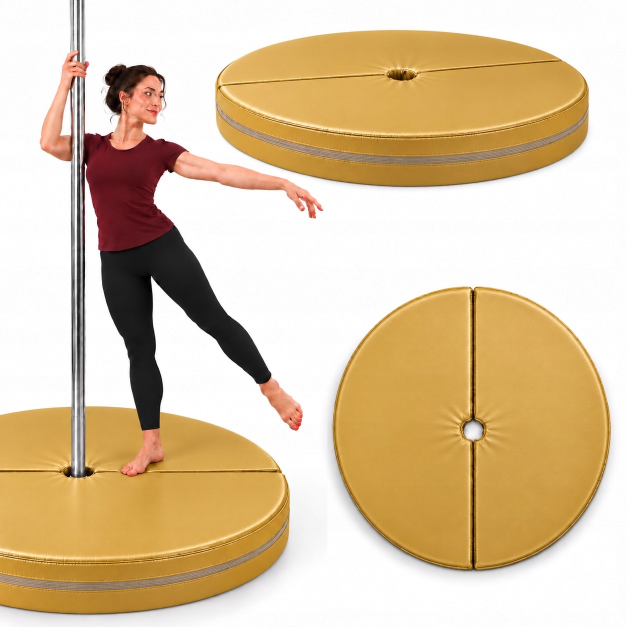 Matrace Pole Dance 120x10 cm Zajišťovací Fitness Skládací Žlutá