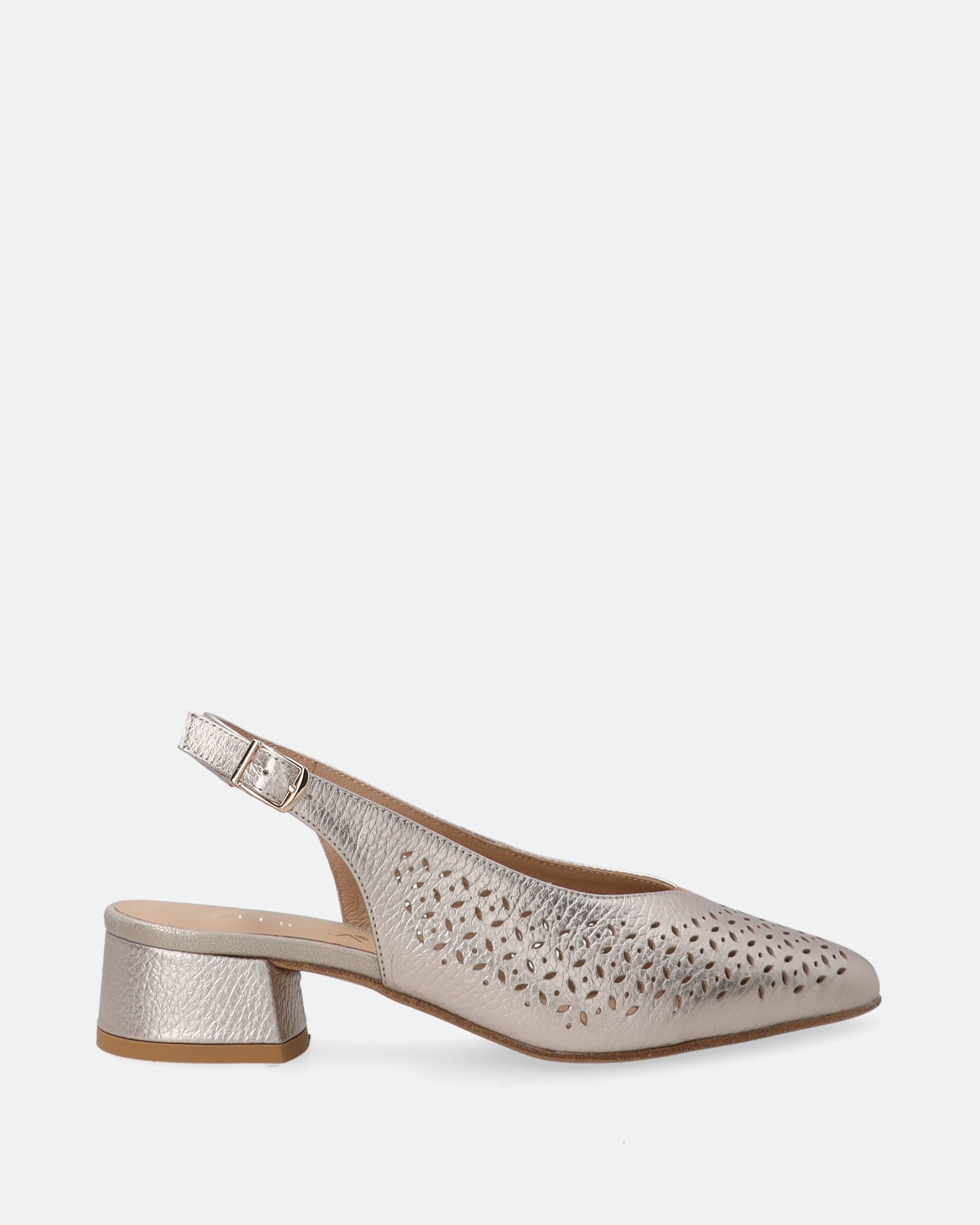 Złote Damskie Czółenka Venezia Ażurowe Ze Skóry Naturalnej R.39