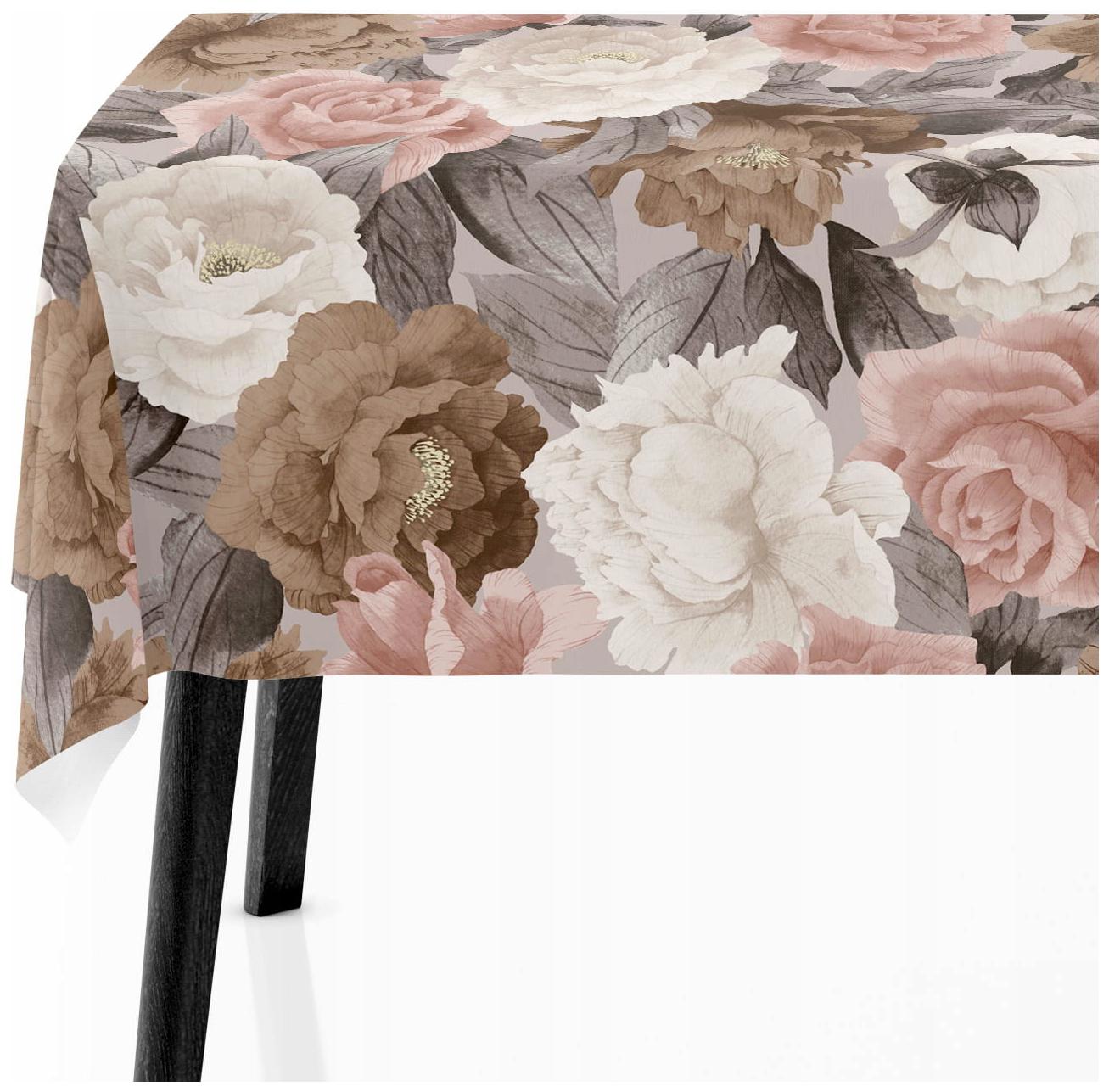 Dekorativní ubrus na stůl 140x220 Květiny Béžová Růže 7705