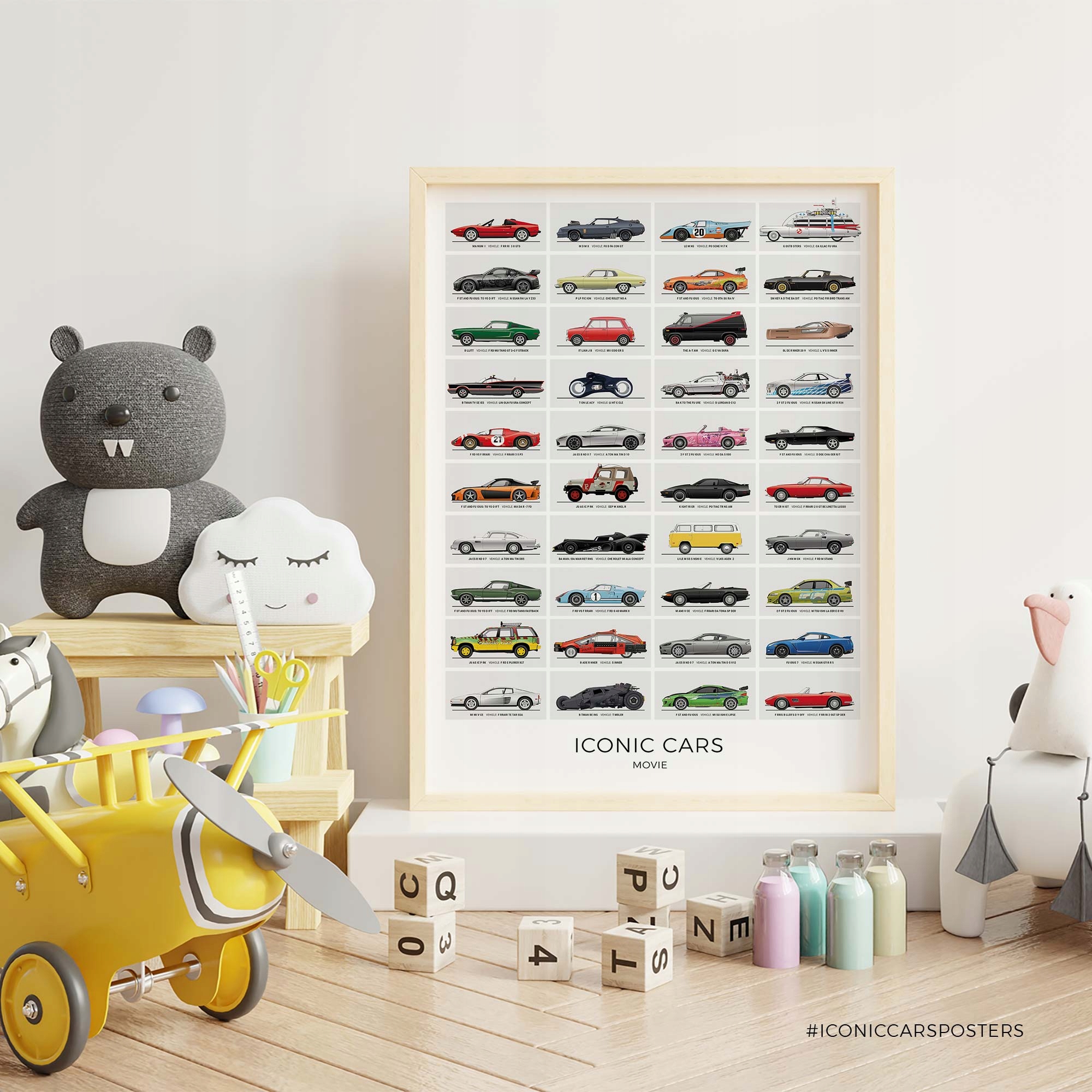 Kultowe Auta z Filmów Plakat - Bez ramki Szerokość produktu 30 cm