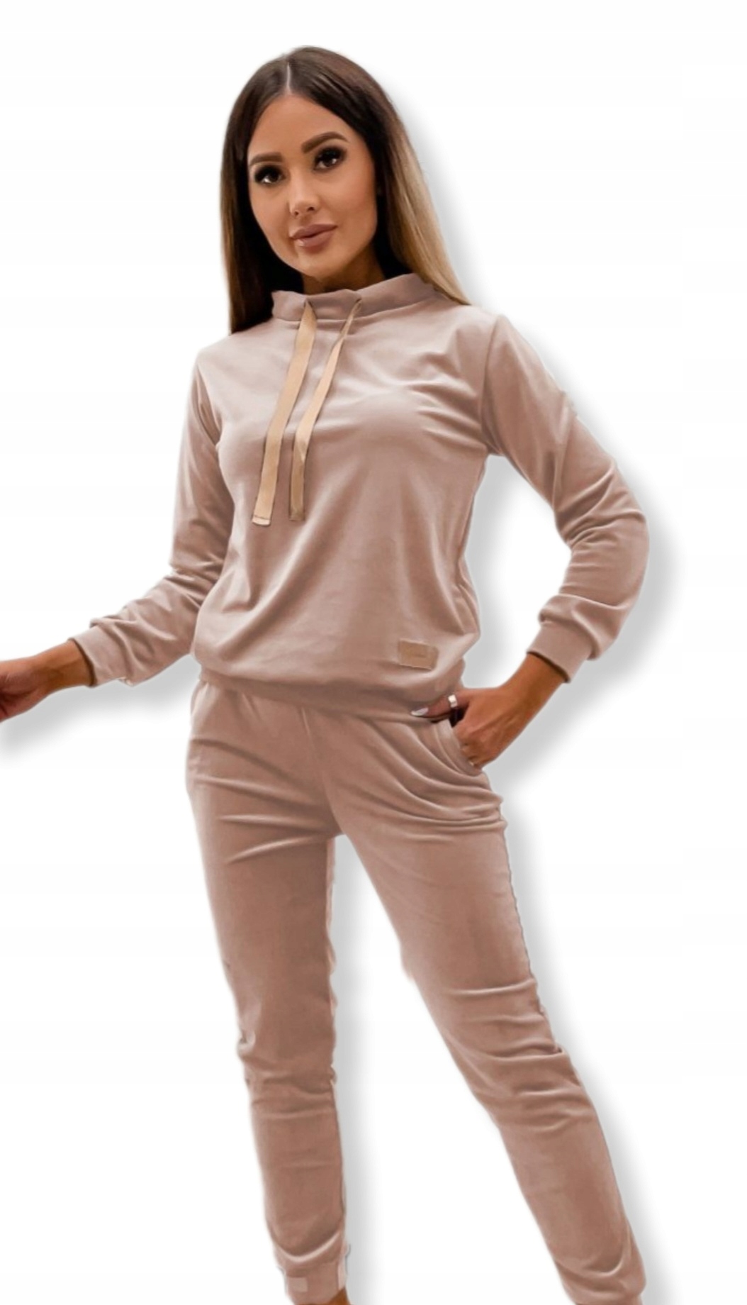 Teplákovka Velurový, Komplet Béžový Premium Moon Vel. XL