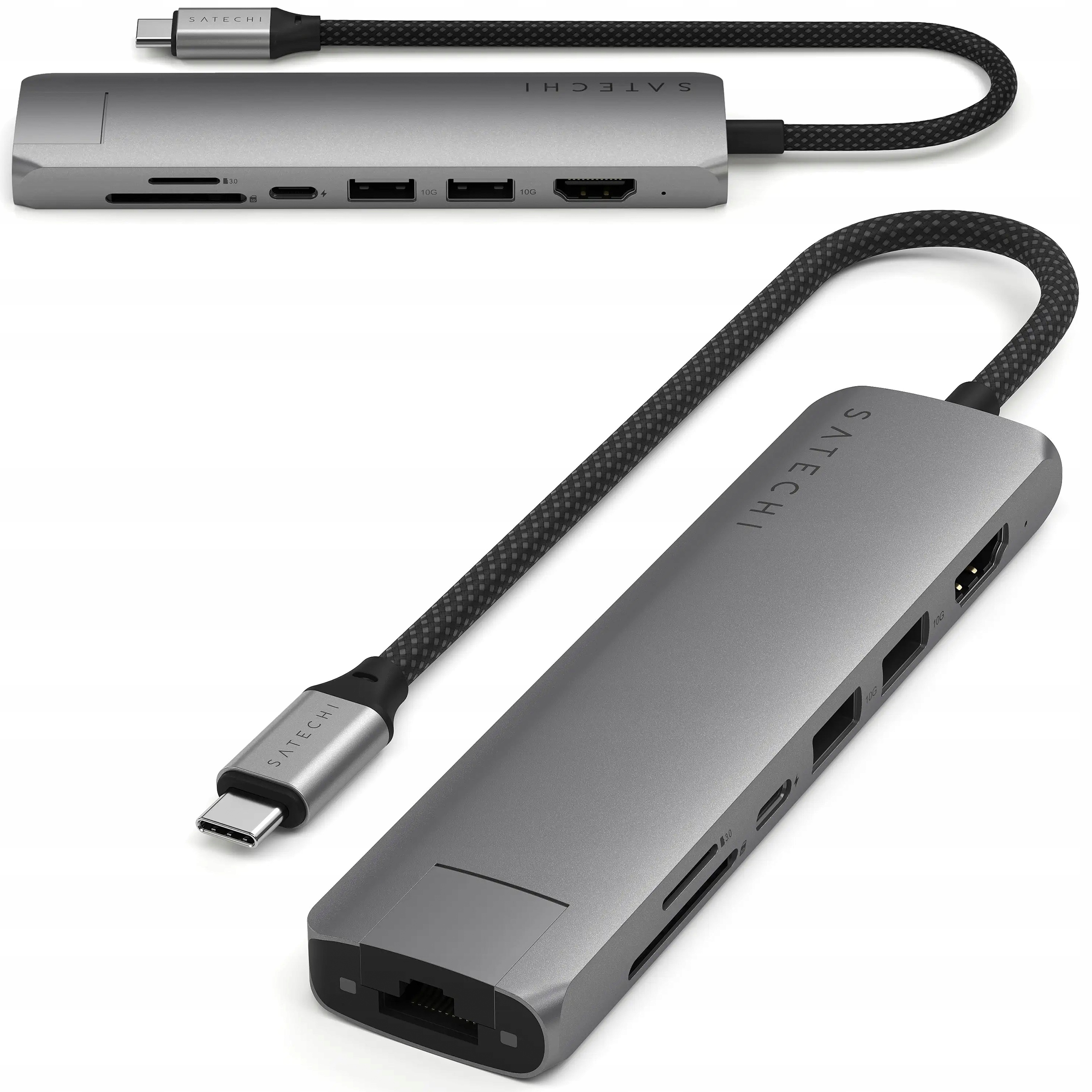 Satechi 7-in-1 Slim Multiport Adapter Usb-c Hub s 2x Usb-a, Hdmi 4K, Ethernet a Sd čítačkou