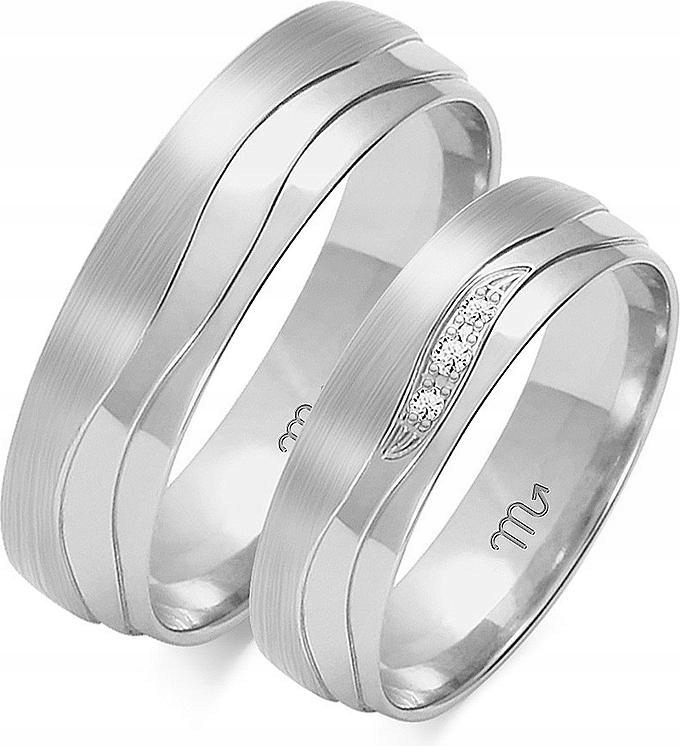 Zlatý snubní prsten na svatba pro pár 585 vel 20 21 22 z bílého 14K zlata