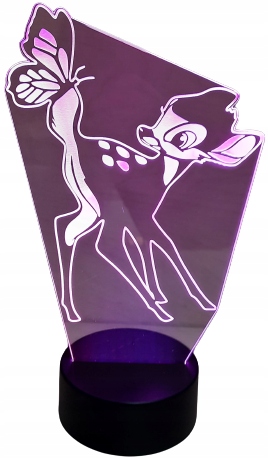 

Lampka Nocna 3D Led Bambi Multikolor Pilot Usb