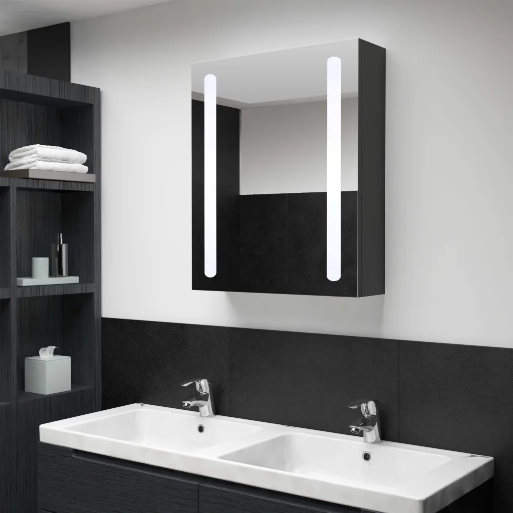 Led koupelnová skříňka se zrcadlem 50 x 13 x 70 cm Antracitová 325546