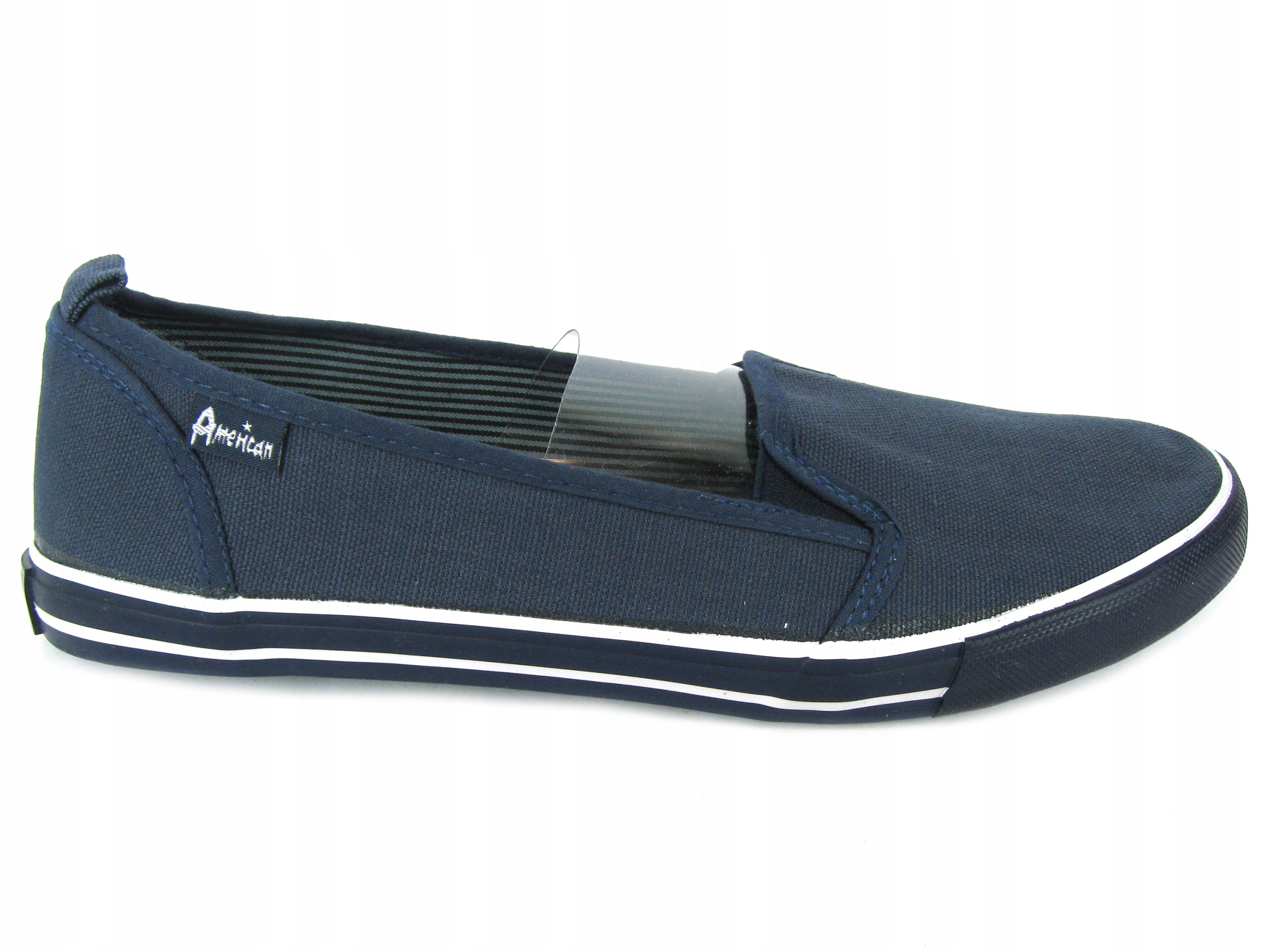 TENISÓWKI DAMSKIE BALETKI AM.C WSUWKI NAVY 40