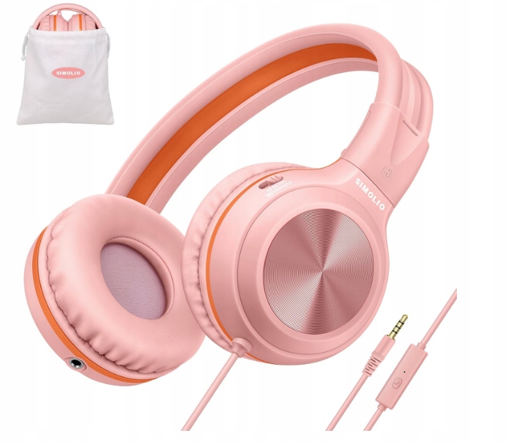 Simolio Słuchawki przewodowe z mikrofonem i regulacją głośności -zielone