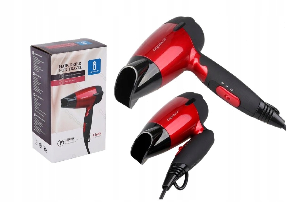 SUSZARKA do włosów TURYSTYCZNA SKŁADANA RĄCZKA 1400 AIGOSTAR