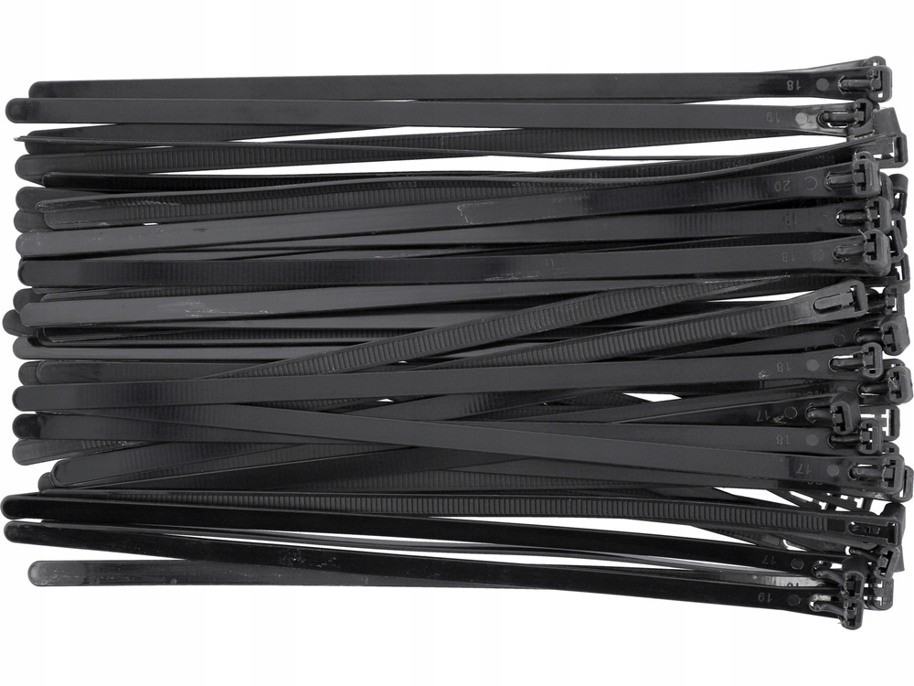 Yato Opaski Plastikowe Zaciskowe Rozpinane Czarne 7,6x250mm 50szt. Trytytki