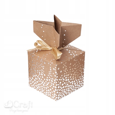 

Pudełka Składane Candy Box 10X10 CM Srebrne Kropki
