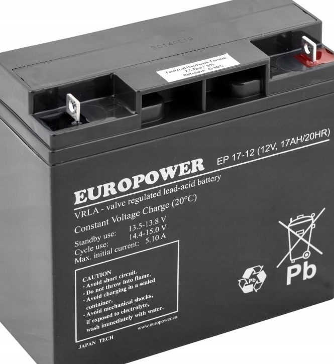 Akumulator Bateria Agm Bezobsługowy Europower Ep 12V 17Ah EP17-12 EP17 Ups