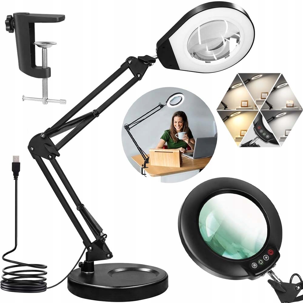 Led Lampa Kosmetická Lupa Sklo Zvětšující Kreslicí Stolní Lampa