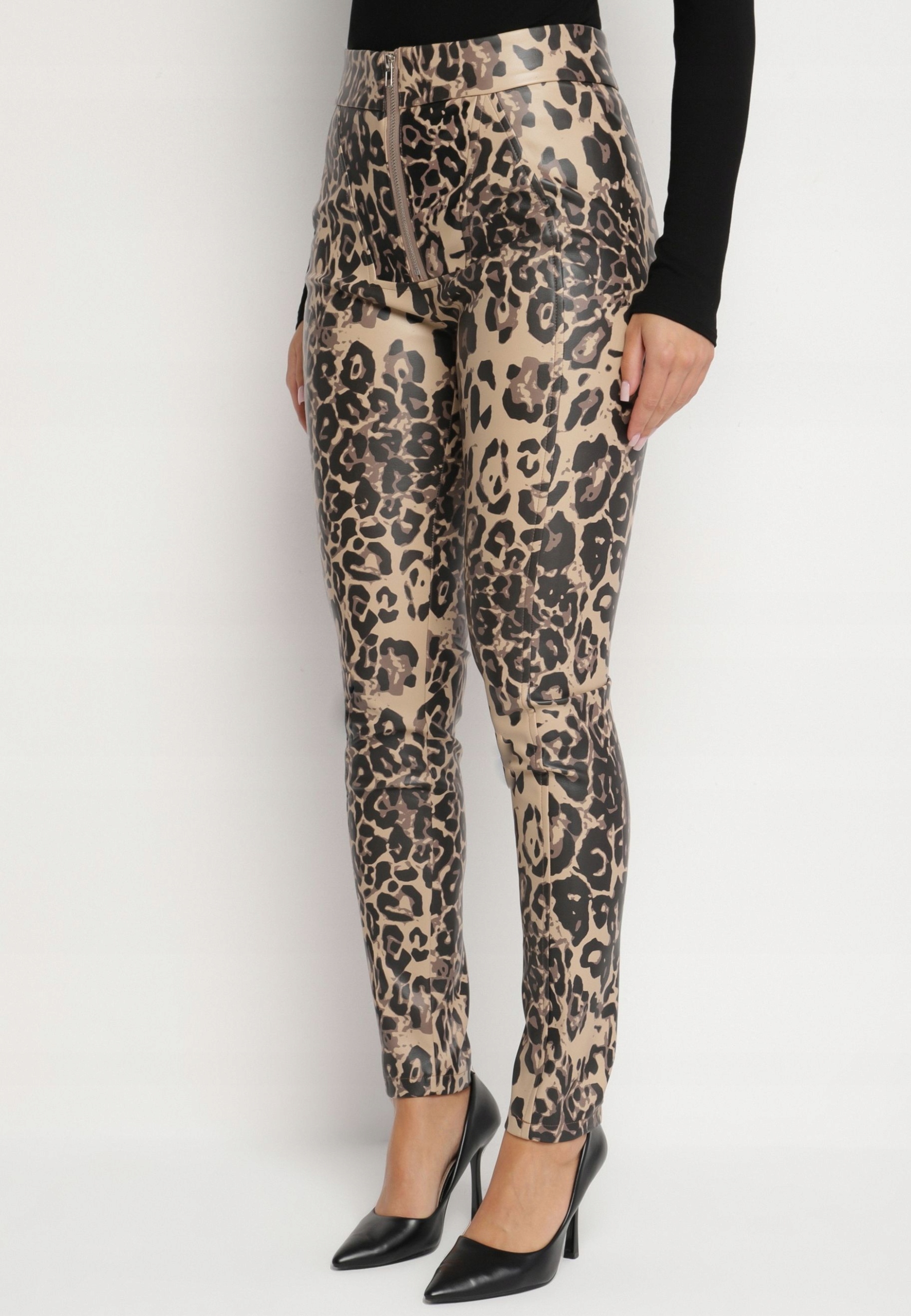 Born2Be Béžovo-černé dámské kalhoty Skinny M