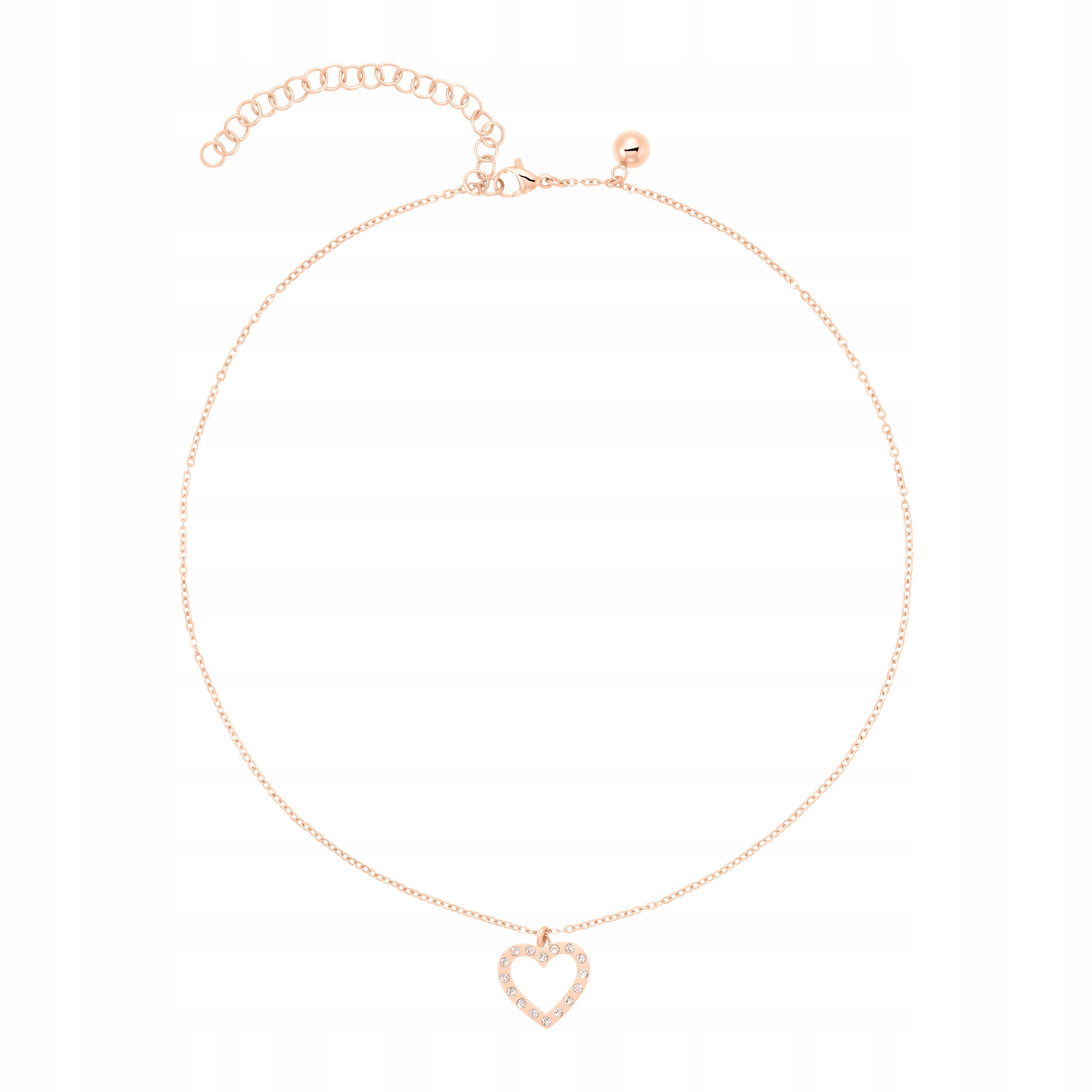 Náhrdelník Růžové zlato Přívěsek Srdce Křišťál Nastavitelný Ocel Celebrity