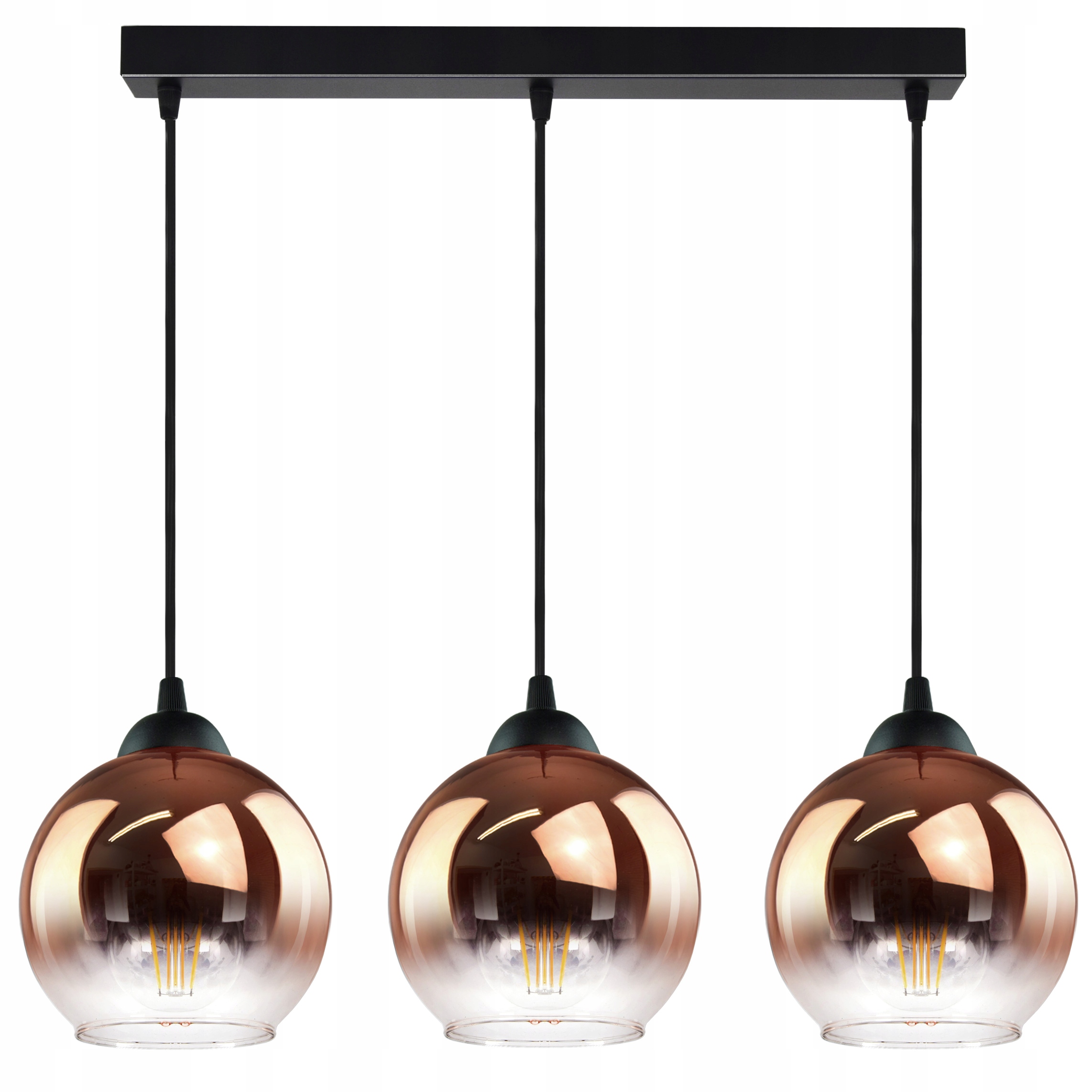 

Lampa Wisząca Trzy Kule Miedziane Transparentne