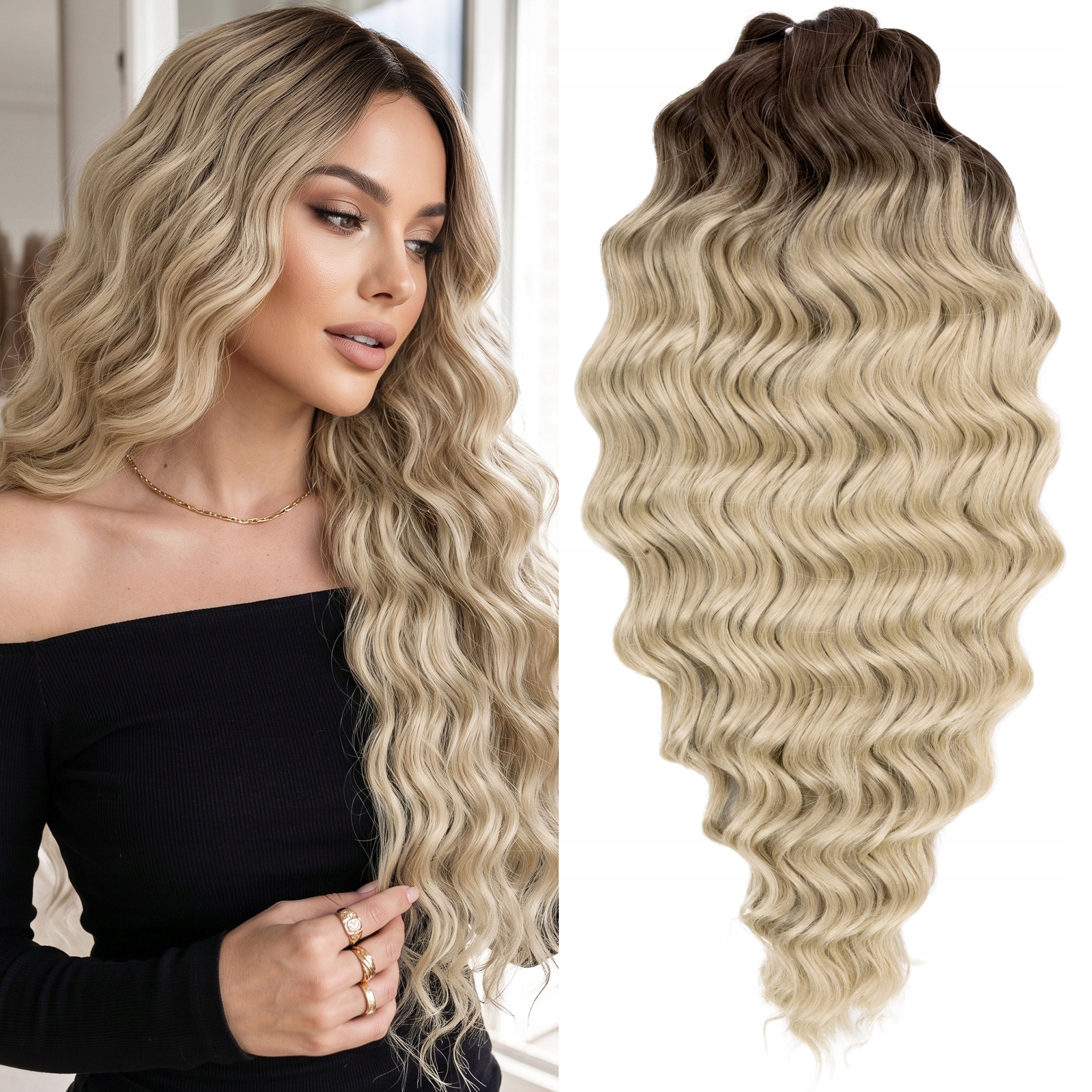 Syntetické česací vlasy Afroloki Anna blond s tmavým odrostem