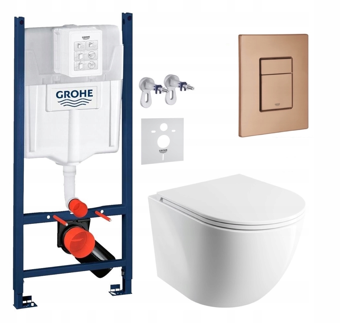 Zestaw Wc Grohe z miską Wc Cspmwbm i przyciskiem miedź szczotkowana Fresh
