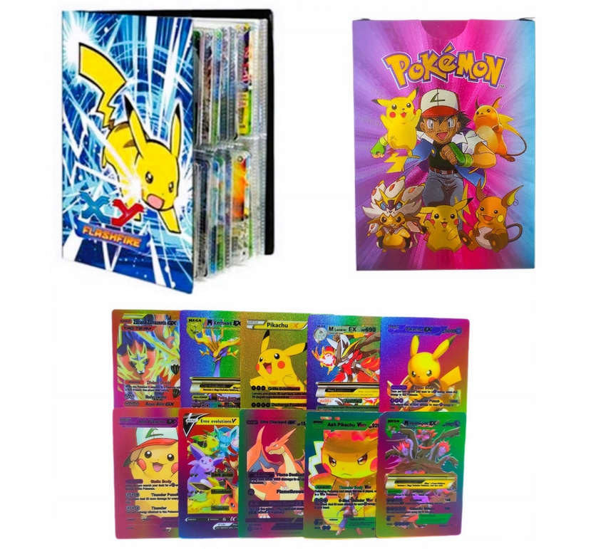 

Teczowe kolor Karty pokemon 55 Kart Album