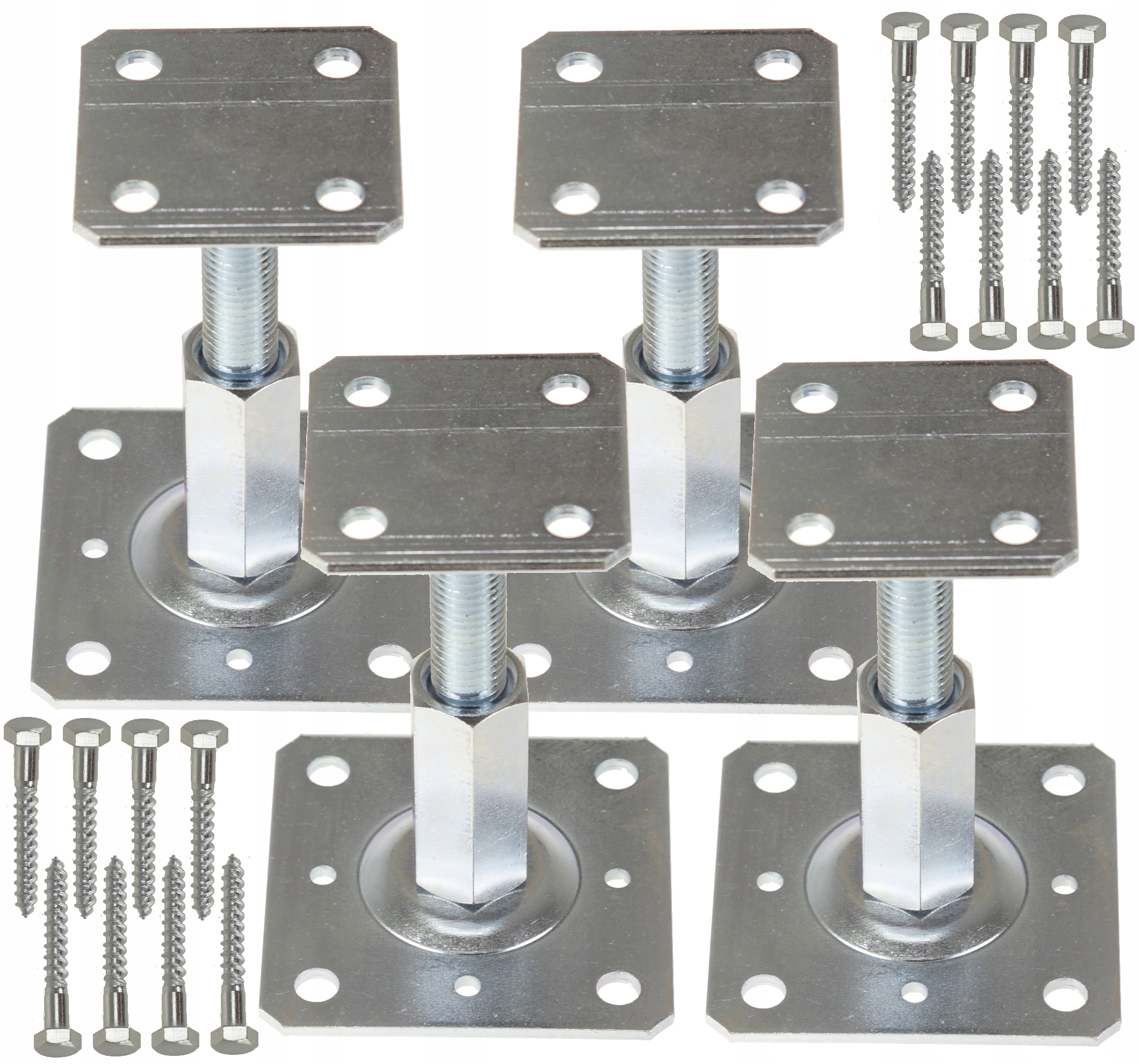 4X Podstavec Držáku Sloupku 110x80 Kotvící Kolík Vertikálně Nastavitelný 90-160 MM Pl