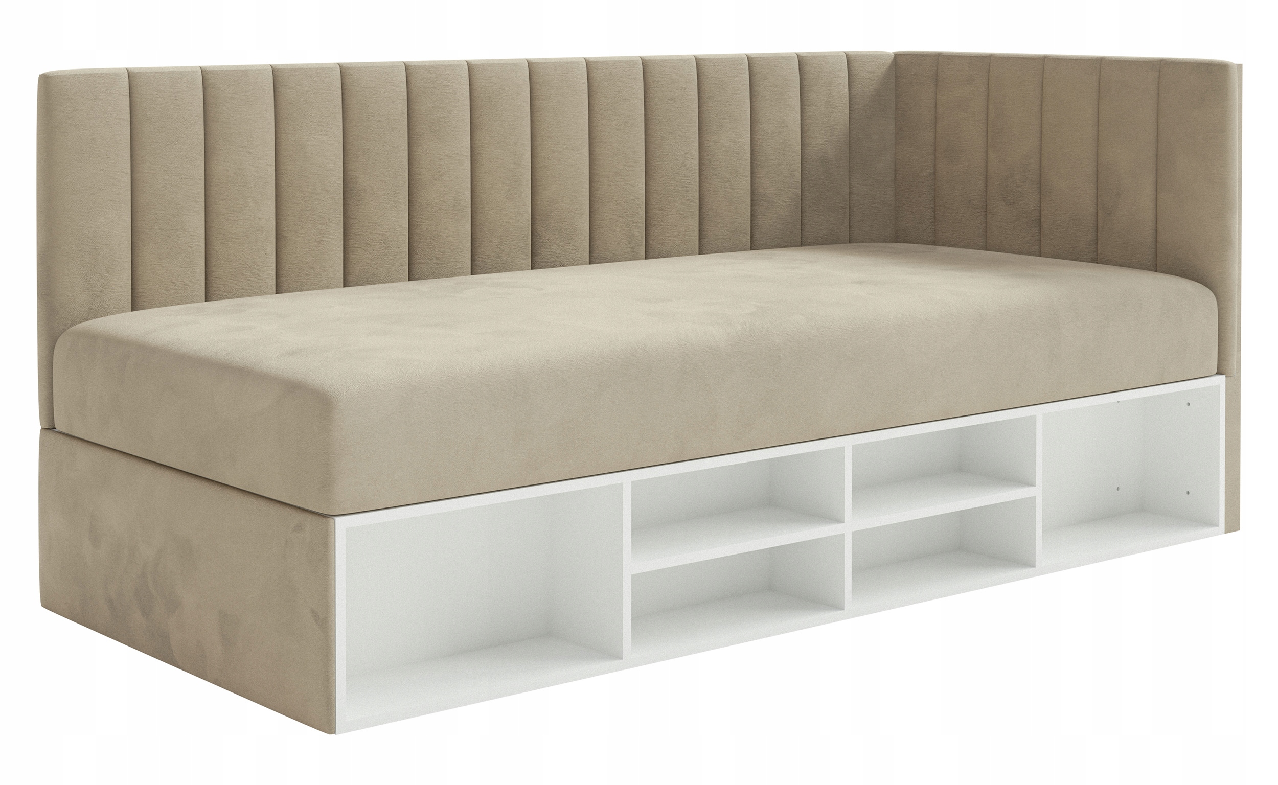 Postel pro mláděž 90x200 cm Ventrio šedobéžová hydrofobní velurová pravá