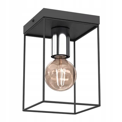 Stropní svítidlo moderní obdélníková 22 cm černá chromovaná Luminex