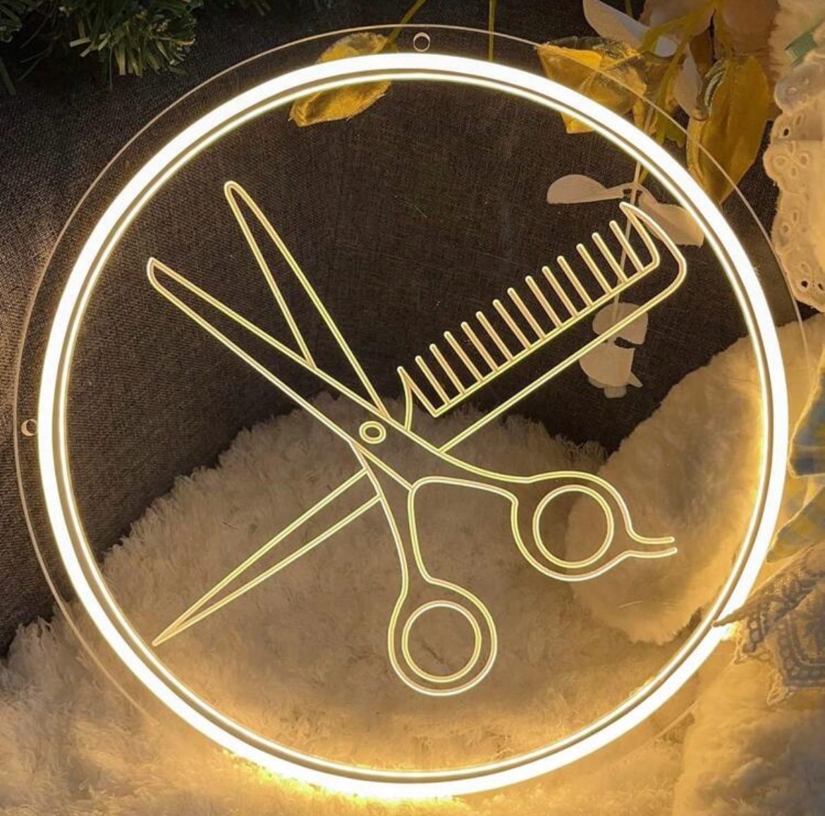 Neon Led dekoracja ścienna fryzjer 30x30cm plexi