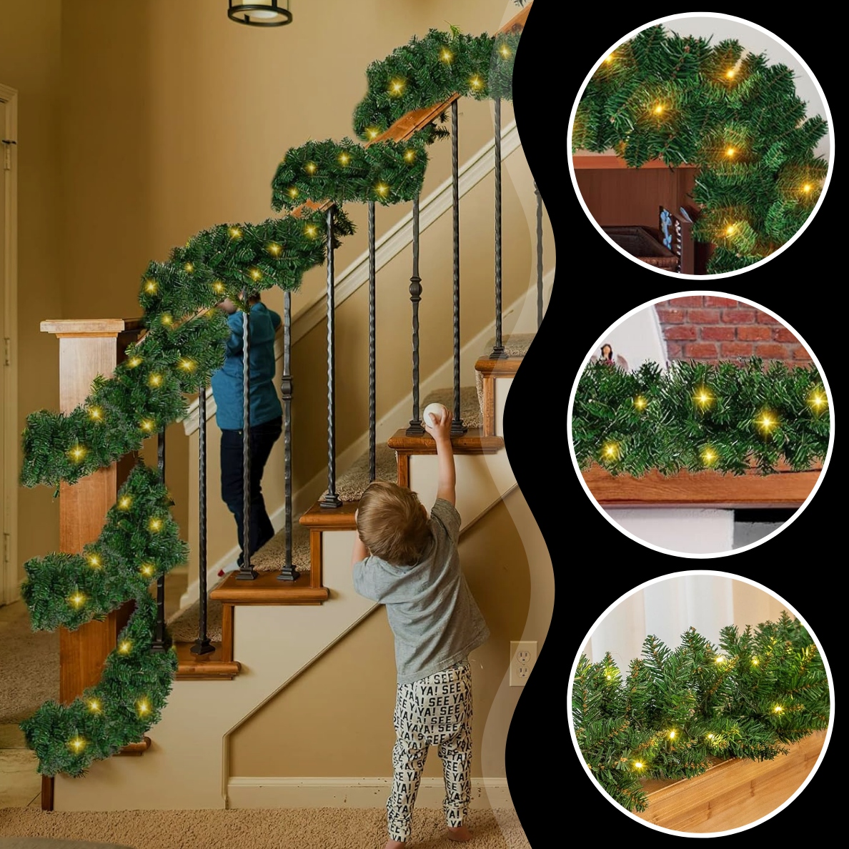 GIRLANDA ŚWIĄTECZNA CHOINKOWA SZTUCZNA 100 LED ŁAŃCUCH ZIELONA GĘSTA 270 cm Marka MEMFLOW